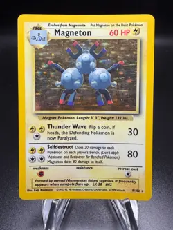Pokemon Base Set MAGNETON Holo Rare #9/102 - Image 1