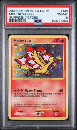 2009 POKEMON PLATINUM SUPREME VICTORS #149 MOLTRES-HOLO PSA 8 - Image 1