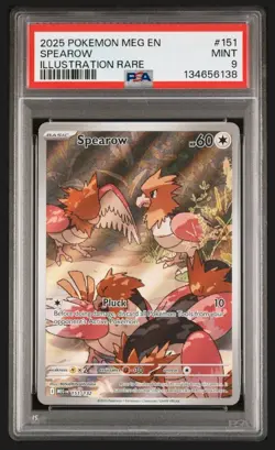 2025 POKEMON MEG EN-MEGA EVOLUTION ILLUSTRATION RARE #151 SPEAROW PSA 9 - Image 1