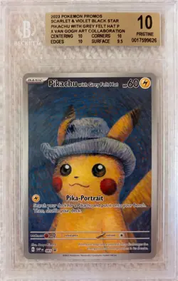 2023 Pokemon Van Gogh Promo SVP EN #085 Pikachu with Grey Felt Hat BGS 10 - Image 1