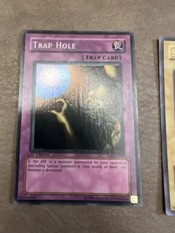 lot of 2 yugioh Cards, Trap Hole 1st Edition LOB, Summoned Skull MRD, Played - Image 3