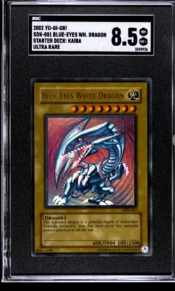 2002 Yu-Gi-Oh Blue Eyes White Dragon Ultra Rare SGC 8.5 SDK-001 - Image 1