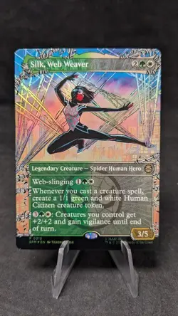 Silk, Web Weaver (Borderless) FOIL -MTG Magic the Gathering Spiderman- Miscut - Image 1