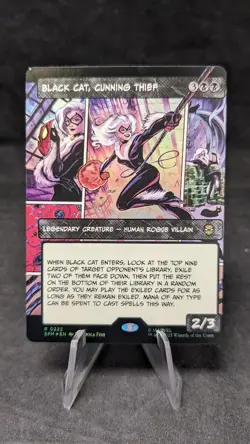 Black Cat, Cunning Thief (Borderless) -MTG Magic the Gathering Spiderman- Miscut - Image 1