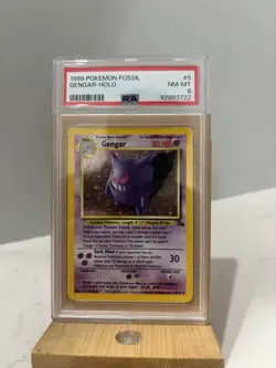 Pokemon Gengar TCG Fossil Holo Card 5/62 Unlimited Holo Rare (1999) PSA 8 - Image 1