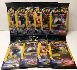 (10) Pokemon Card Lot - Sword and Shield Base - 3 Card Booster Pack - New Sealed - Image 1