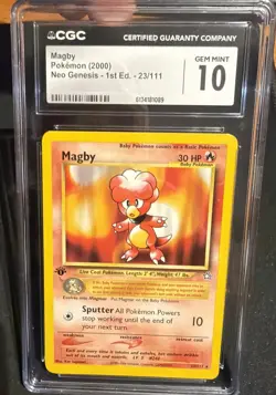 Pokemon Card 1st Ed. Magby Rare CGC 10 Gem Mint, Neo Genesis 23/111, WOTC 2000 - Image 1