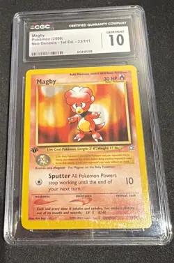 Pokemon Card 1st Ed. Magby Rare CGC 10 Gem Mint, Neo Genesis 23/111, WOTC 2000 - Image 3