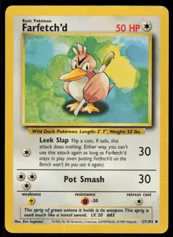 Farfetch'd 27/102 Uncommon Base Set Unlimited Pokemon Damaged - Image 1