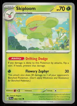 Skiploom 002/193 Uncommon Paldea Evolved Pokemon Near Mint - Image 1