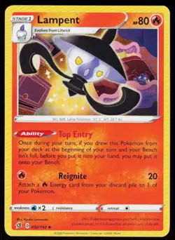 Lampent 032/192 Uncommon Rebel Clash Pokemon Near Mint - Image 1