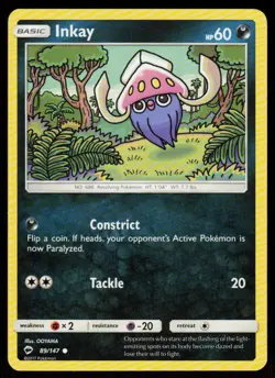 Inkay 89/147 Common Burning Shadows Pokemon Near Mint - Image 1