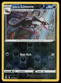 Galarian Linoone 160/264 Uncommon Fusion Strike Pokemon Reverse Holo LP - Image 1