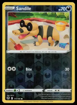 Sandile 111/195 Common Silver Tempest Pokemon Reverse Holo Lightly Played - Image 1