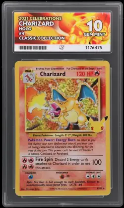 Pokemon TCG Charizard Celebrations Holo 4/102 Ace 10 Perfect Subgrades - Image 1
