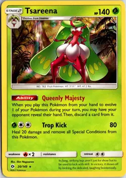 Tsareena 20/149 Holo Holo Rare SM Base Set Pokemon Holo NM/M - Image 1