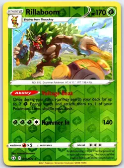 Rillaboom 013 Holo R Shining Fates Pokemon Reverse Holo NM/M - Image 1