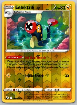 Eelektrik 048 REVERSE HOLO UC Crown Zenith Pokemon NM - Image 1