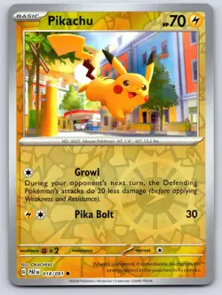 Pikachu 018/091 Common Paldean Fates Pokemon Reverse Holo Near Mint - Image 1