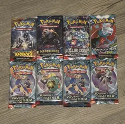Pokemon Pack Lot (8 pack total) Stellar Crown, Paradox Rift, Surging Sparks… - Image 1