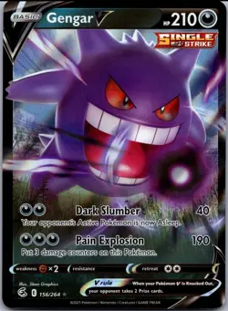 GENGAR V 156/264 HOLO V RARE FUSION STRIKE POKEMON NM - Image 1