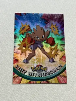TOPPS Hitmonchan # 107 Pokemon TV Animation Series 2 - RAINBOW FOIL HOLO - Image 1