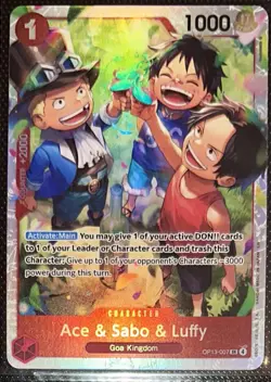BANDAI ACE e SABO e LUFFY OP13-007 SR One Piece TGC OP13 ENGLISH NM/MINT - Image 1