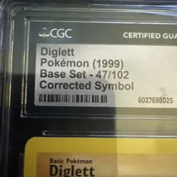 Diglett 1999 Base Set 47/102 Corrected Symbol Pokemon Card CGC 10 GEM MINT - Image 2