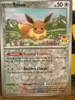 Eevee 074/131 Pokemon Day 2025 Reverse Cosmos Holo Card Stamped NM free shipping - Image 1
