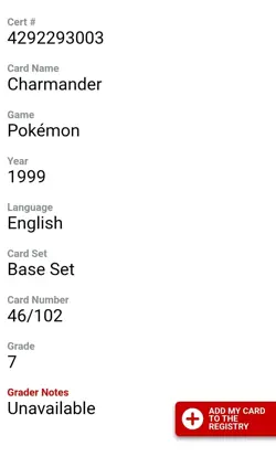 Charmander Base Set Pokemon Card 46/102 CGC 7 NM Near Mint Graded Slab Wotc 1999 - Image 3