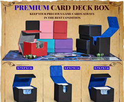 PU Leather Trading Card Deck Box - Holds 120+ Cards, Magnetic Lid, MTG Yugioh Po - Image 3