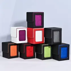 PU Leather Trading Card Deck Box - Holds 120+ Cards, Magnetic Lid, MTG Yugioh Po - Image 4