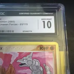 Onix 65/115 CGC Gem Mint 10 Pokemon EX Unseen Forces 2005 slight slab defect - Image 3