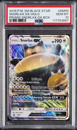 2016 POKEMON SM BLACK STAR PROMO SNORLAX GX BOX #SM05 SNORLAX GX-HOLO PSA 10 - Image 1