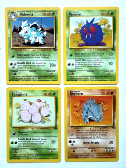 1999 Pokemon Jungle Lot - Rhyhorn, Exeggcute, Venonat, Nidorina - LP/NM (photos) - Image 1