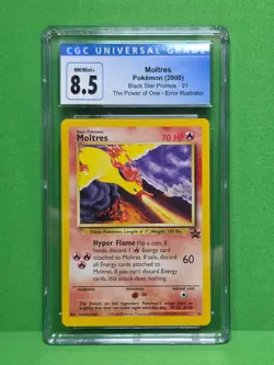 POKEMON 2000 WOTC PROMO MOLTRES ERROR ILLUSTRATOR 21 CGC 8.5 - Image 1
