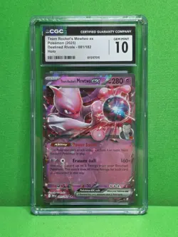 POKEMON 2025 DESTINED RIVALS TEAM ROCKET'S MEWTWO EX HOLO 081 CGC 10 - Image 1