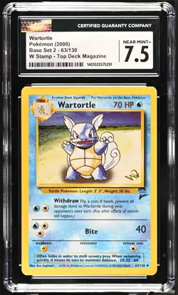 Pokemon TCG Wartortle 63/130 W Stamped Promo CGC 7.5 NM+ Top Deck Magazine ✨ - Image 1