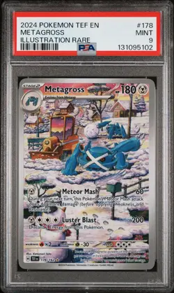 Metagross 2024 Pokemon Tef En-Temporal Forces #178 Illustration Rare PSA 9 - Image 1