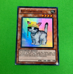 Yugioh Rescue Cat TU03-DE002 Turbo Pack Super Rare Light Play German - Image 1