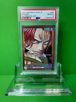 2024 ONE PIECE OP09 JP SHANKS ALTERNATE ART LEADER OP09-001 PSA 10 - Image 1