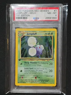 PSA 8 Jumpluff 7/111 1st Edition Neo Genesis Holo Pokemon Card WOTC Vintage - Image 1