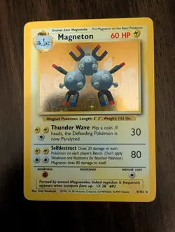 Magneton Base Set Unlimited 9/102 Holo Rare Card Pokemon MP (Minor Crease Pic 7) - Image 1