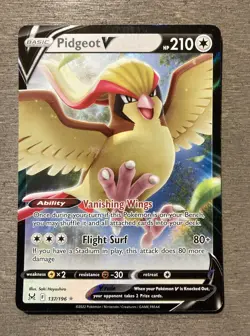 Pokemon Card TCG Pidgeot V Sword & Shield Lost Origin 137/196 Holo Ultra Rare NM - Image 1