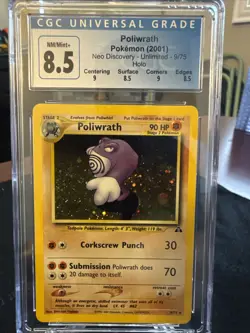 2001 Poliwrath Neo Discovery Holo Pokemon Card 9/75 CGC 8.5 NM-MT W/ Subs! - Image 1