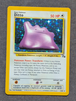 Pokemon TCG Ditto Fossil Holo Rare Card 3/62 Unlimited Vintage 1999 WOTC LP/NM - Image 1