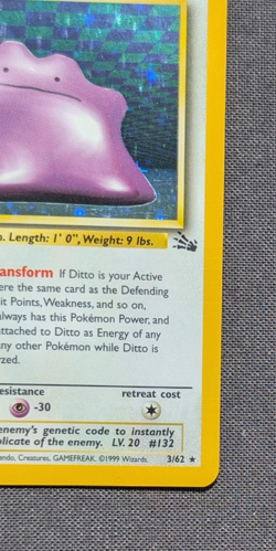 Pokemon TCG Ditto Fossil Holo Rare Card 3/62 Unlimited Vintage 1999 WOTC LP/NM - Image 4