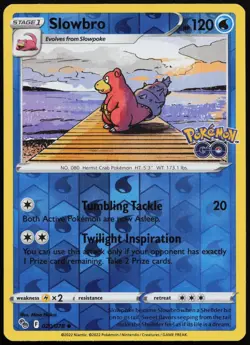 SLOWBRO 020/078 UNCOMMON POKEMON GO POKEMON REVERSE HOLO LIGHTLY PLAYED - Image 1
