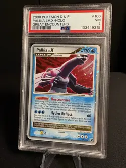2008 POKEMON DIAMOND & PEARL GREAT ENCOUNTERS #106 PALKIA LV.X-HOLO PSA 7 - Image 1