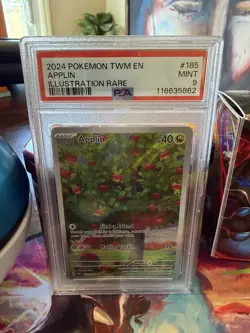 2024 Pokemon TWM Applin Illustration Rare #185 PSA 9 - Image 1